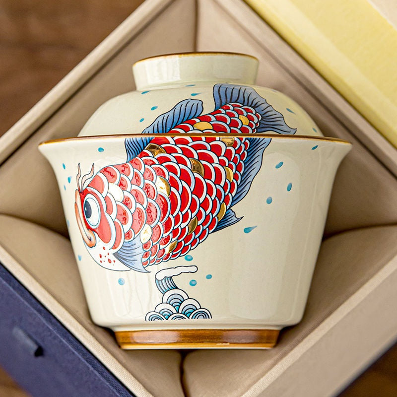 Luxury Gold & Wood Ash Gaiwan: Handcrafted Elegance for Tea Lovers