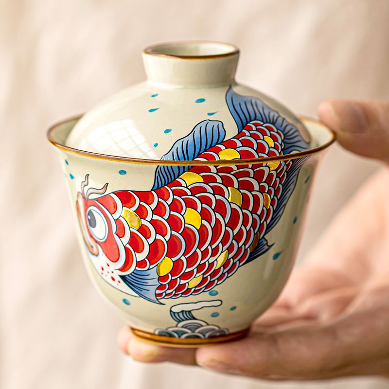 Luxury Gold & Wood Ash Gaiwan: Handcrafted Elegance for Tea Lovers