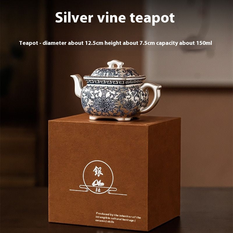 Silver Mountain Society 999 Silver Kung Fu Tea Set: Exquisite Artistry & Elegance