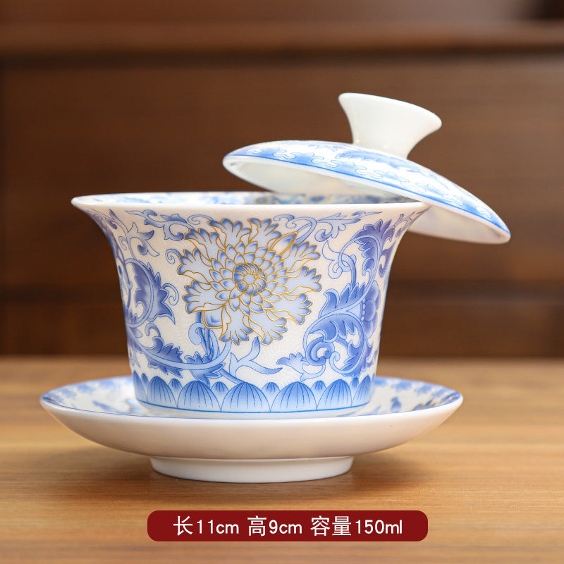 Premium ceramic hovering lid Gaiwan: elegant, durable, handcrafted tea bowl