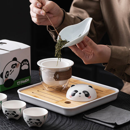 Portable Panda Travel Tea Set – Cute Ceramic Teapot & Cups for On-the-Go Tea