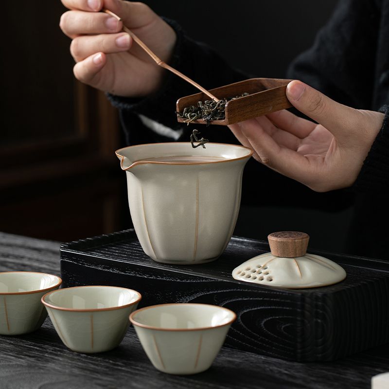 Milky Yellow Ru Kiln Tea Set: Elegant, Portable, Perfect for Tea Lovers