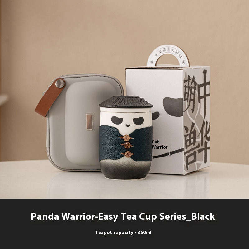 Panda Knight travel tea set-elegant, portable, customizable, for tea lovers