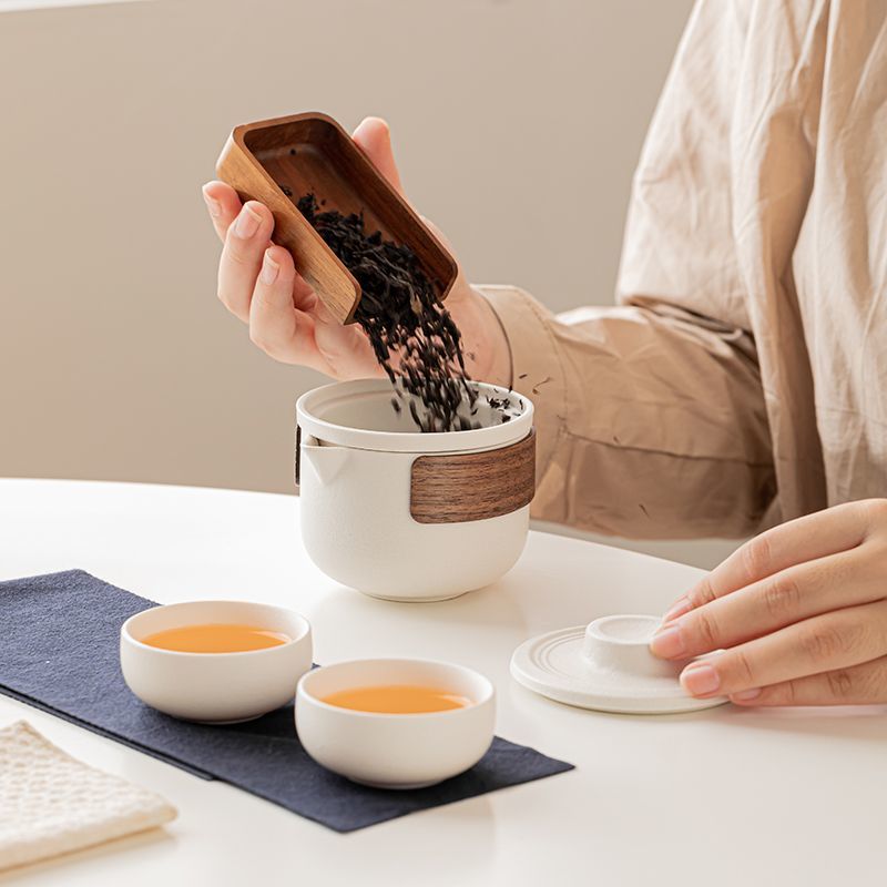 Portable Ceramic Travel Tea Set - Compact, Elegant & Perfect for Tea Lovers