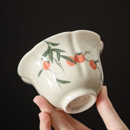 Luxurious Shishi Ruyi Hand-Painted Porcelain Gaiwan - Elevate Your Tea Rituals