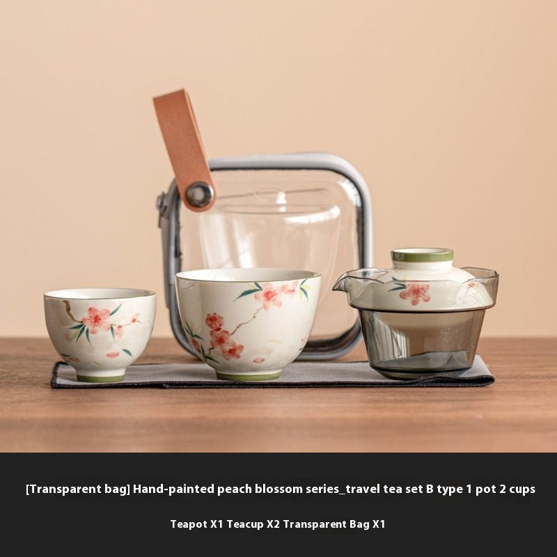 Peach Blossom Ceramic Travel Tea Set