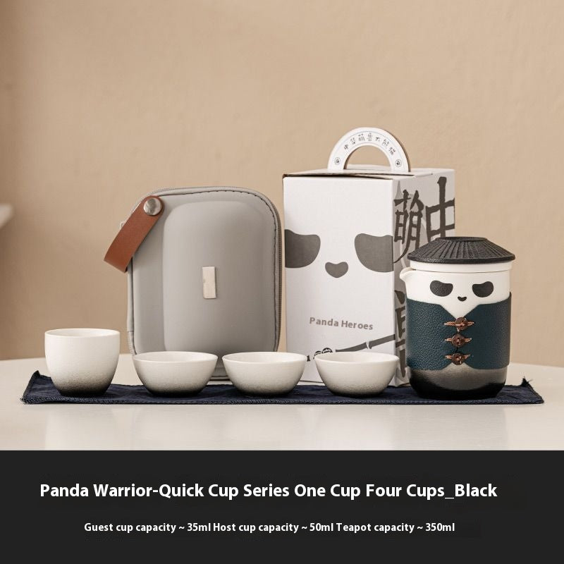 Panda Knight travel tea set-elegant, portable, customizable, for tea lovers