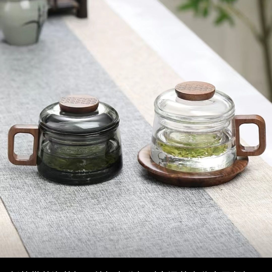 Exquisite Mini Dunden Cup Set - High-Borosilicate Glass Tea Cups with Wooden Handle