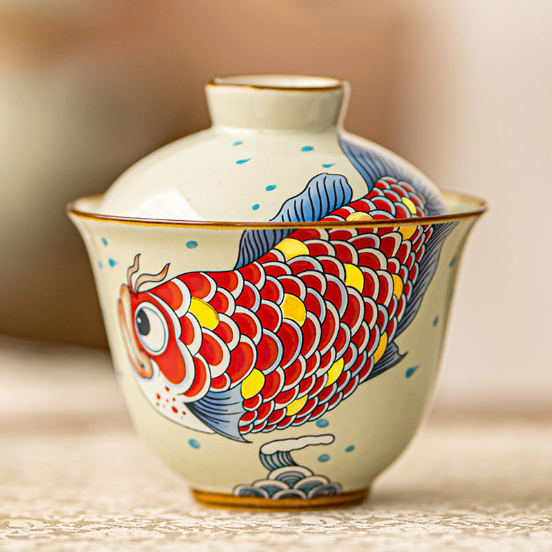 Luxury Gold & Wood Ash Gaiwan: Handcrafted Elegance for Tea Lovers