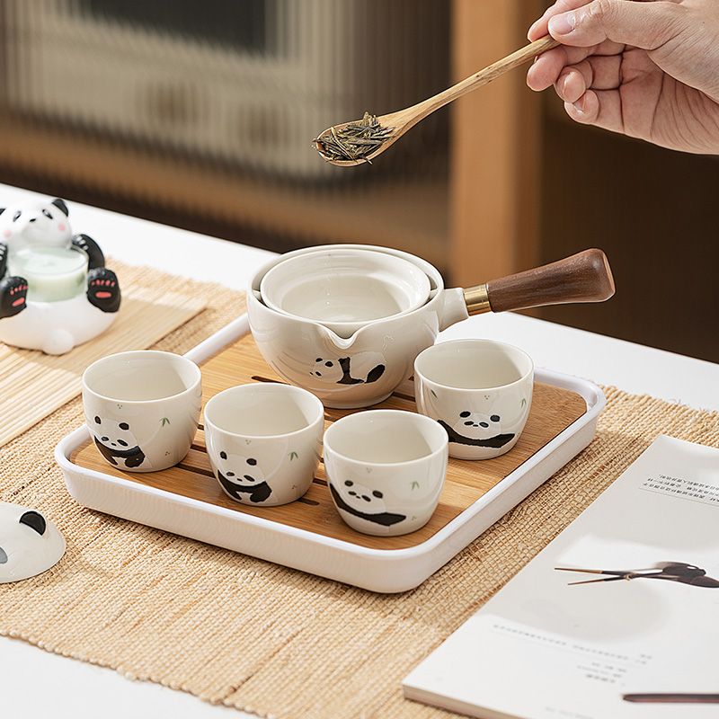 Mototo Panda Kung Fu Tea Set - Charming 360° Rotating Teapot & Cups