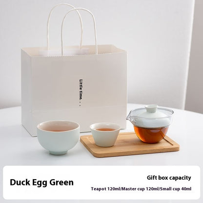 Portable Ceramic Travel Tea Set - Elegant, Durable, and Convenient