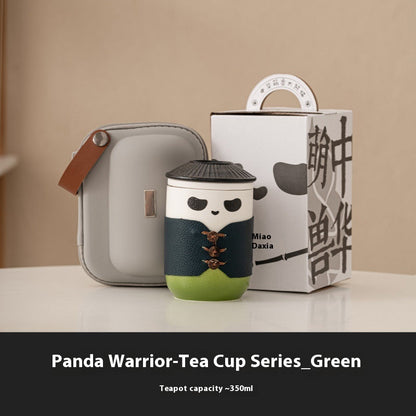 Panda Knight travel tea set-elegant, portable, customizable, for tea lovers