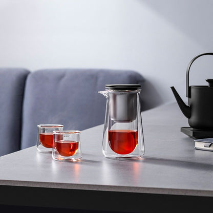 Effortless Tea Brewing with Yumsir Magnetic Glass Teapot Set - Easy Clean & Heat Protection