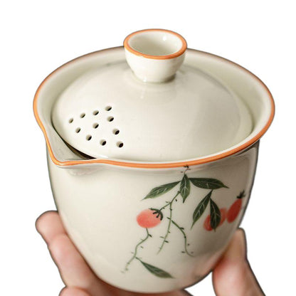 Portable Hand-Painted Persimmon Travel Tea Set - Perfect for Tea Lovers