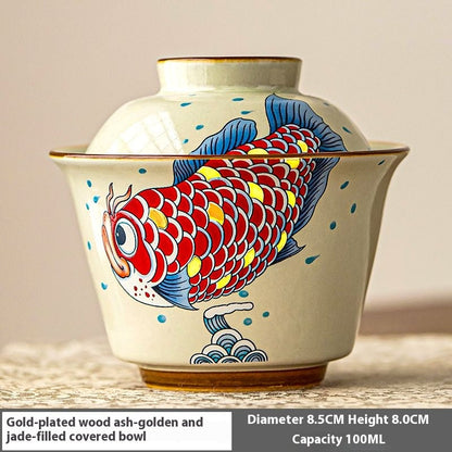 Luxury Gold & Wood Ash Gaiwan: Handcrafted Elegance for Tea Lovers