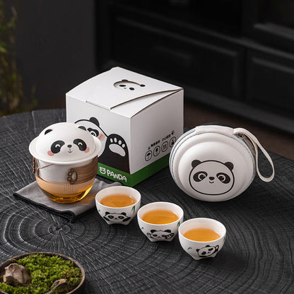 Portable Panda Travel Tea Set – Cute Ceramic Teapot & Cups for On-the-Go Tea