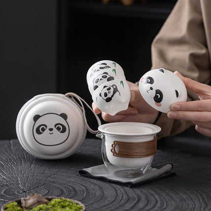 Portable Panda Travel Tea Set – Cute Ceramic Teapot & Cups for On-the-Go Tea