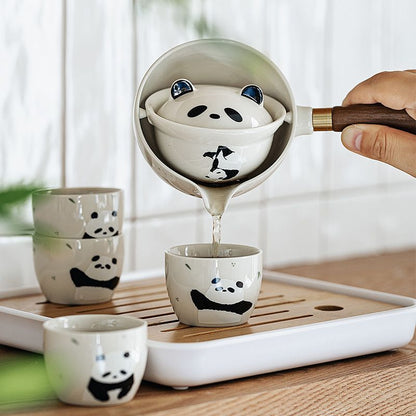 Mototo Panda Kung Fu Tea Set - Charming 360° Rotating Teapot & Cups