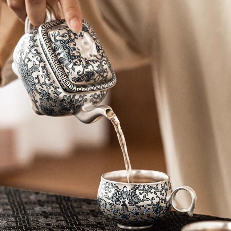 Silver Mountain Society 999 Silver Kung Fu Tea Set: Exquisite Artistry & Elegance