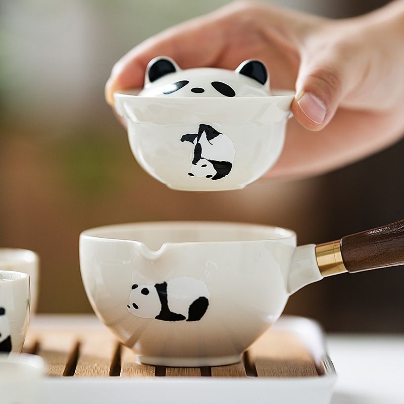 Mototo Panda Kung Fu Tea Set - Charming 360° Rotating Teapot & Cups