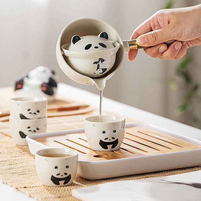 Mototo Panda Kung Fu Tea Set - Charming 360° Rotating Teapot & Cups