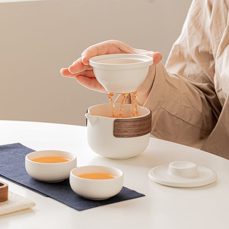 Portable Ceramic Travel Tea Set - Compact, Elegant & Perfect for Tea Lovers