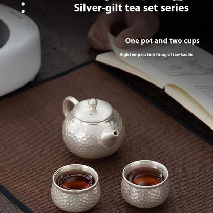 Luxury Electroplated Silver Teapot Set - Premium Ceramic Craftsmanship