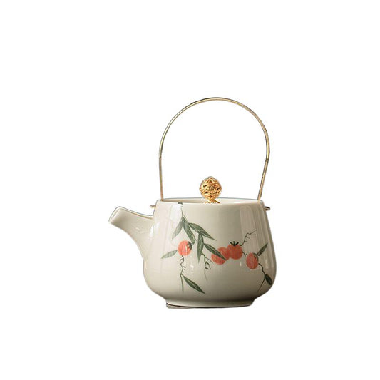 Hand-Painted Glazed Ceramic Teapot - Authentic Chinese Craftsmanship, 235ml