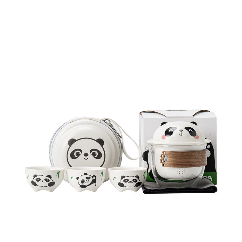 Portable Panda Travel Tea Set – Cute Ceramic Teapot & Cups for On-the-Go Tea