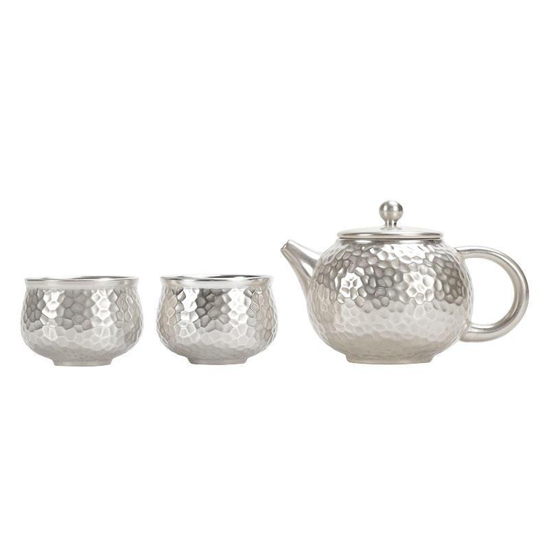 Hammered Silver-Plated Teapot Set – Exquisite Craftsmanship and Timeless Elegance