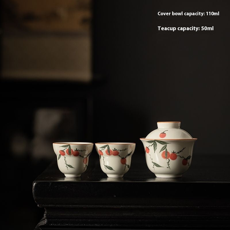 Hand-Painted Vintage Ceramic Tea Bowl Set - Elegant and Unique Design