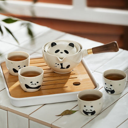 Mototo Panda Kung Fu Tea Set - Charming 360° Rotating Teapot & Cups